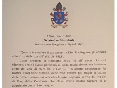 Послання Папи Франциска до Блаженнішого Святослава Шевчука, Верховного Архиєпископа Києво-Галицького